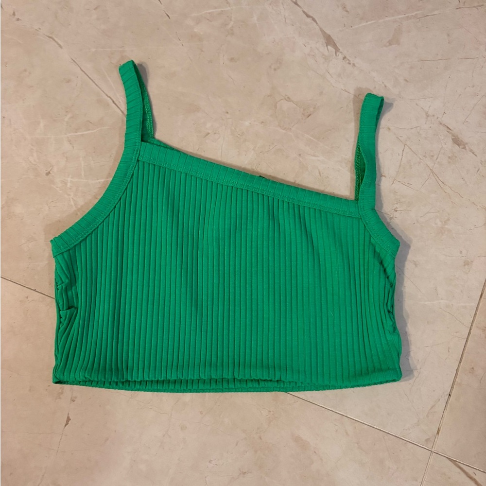 Farm Rio Green Ribbed Women's Crop Top